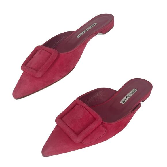 Manolo Blahnik Maysale Suede Flats In Pink - Picture 5 of 16